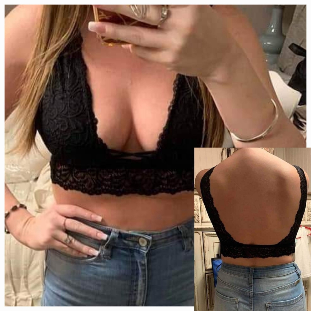 Black Plunge Lace Bralette (C-D)